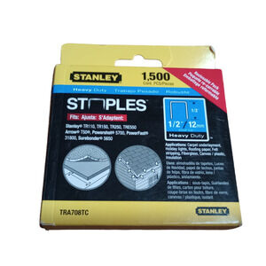 Stanley 1,500 Count Heavy Duty Staples Type S 1/2" 12MM TRA708TC